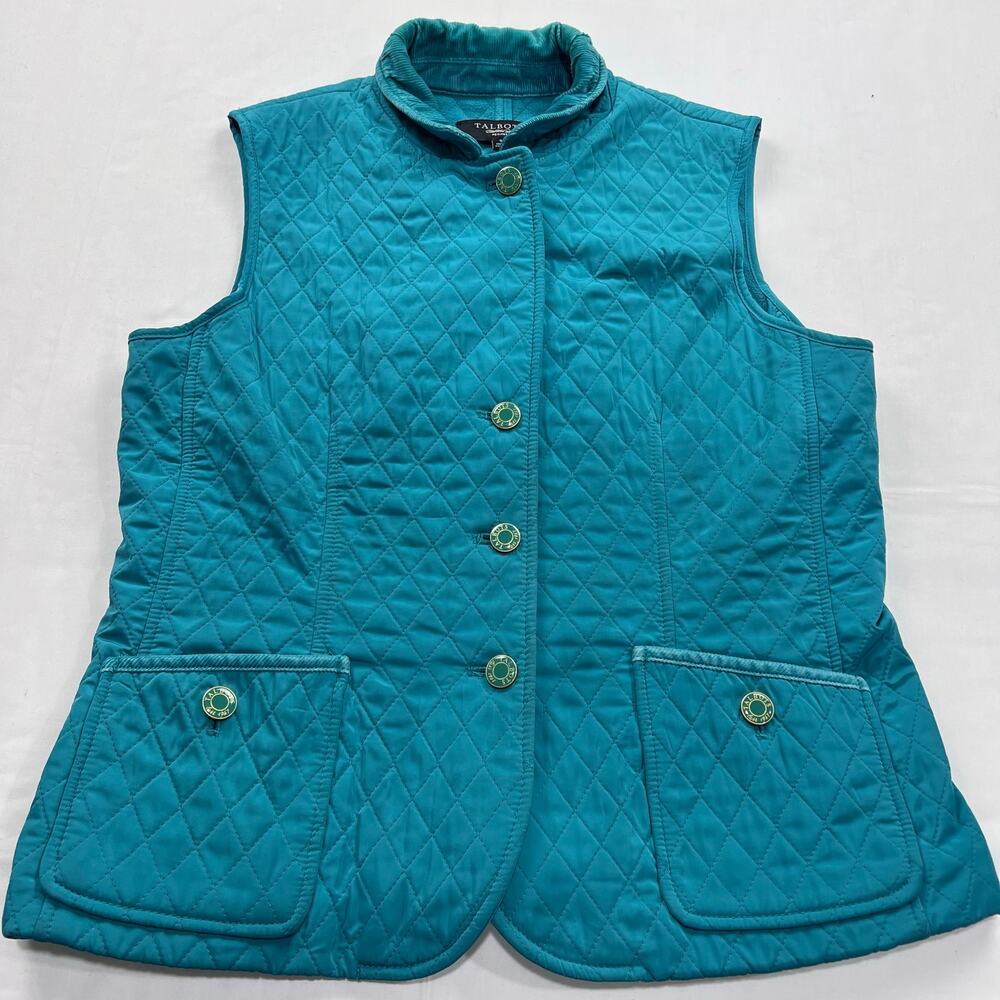 Talbots Quilted Fleece lined Vest Green women's size small